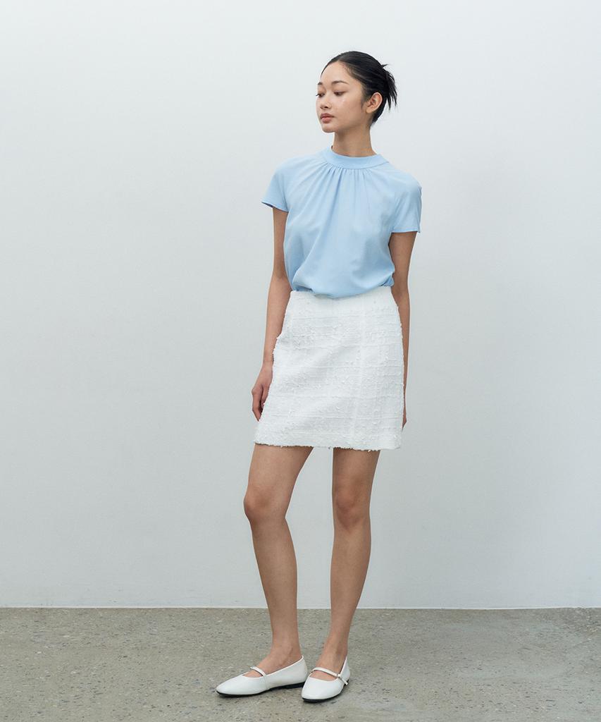 Make A Toast Classic Tweed Skirt White Mbessk003Wh