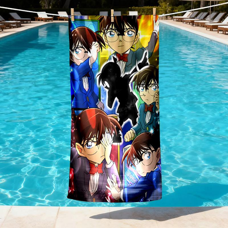 Detective Conan Print Beach Towel Design, Soft, Lightweight. for Home Bathroom, Spa, Pool, Yoga, Surfing, Camping, Gift for Family, Friend
