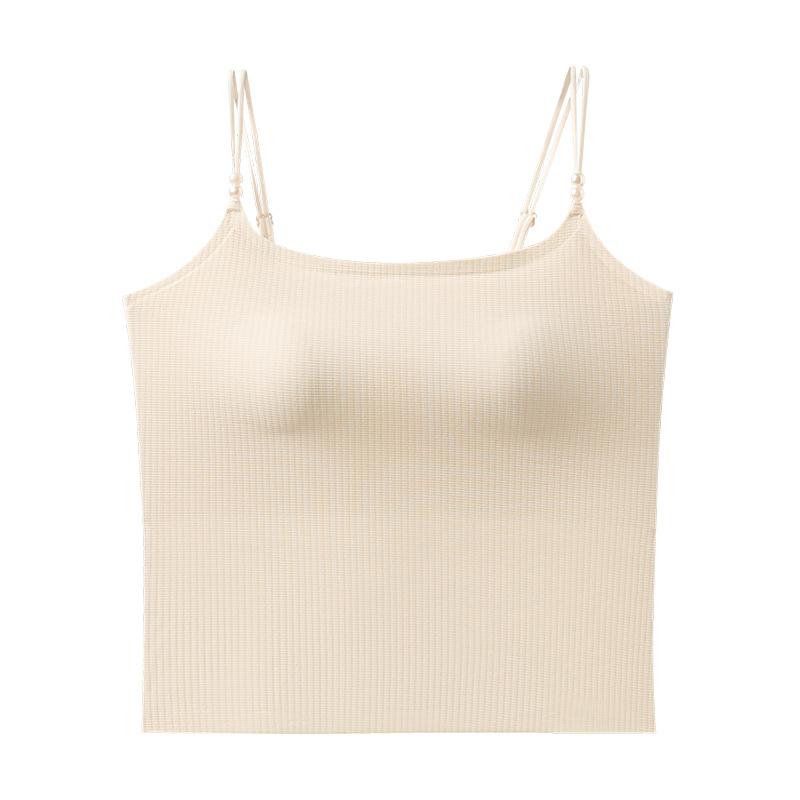 

Sling vest women s summer thin without steel ring can be worn outside breathable back solid color cool fixed chest pad bra Xl( 60-67.5kg ) абрикос світлого кольору