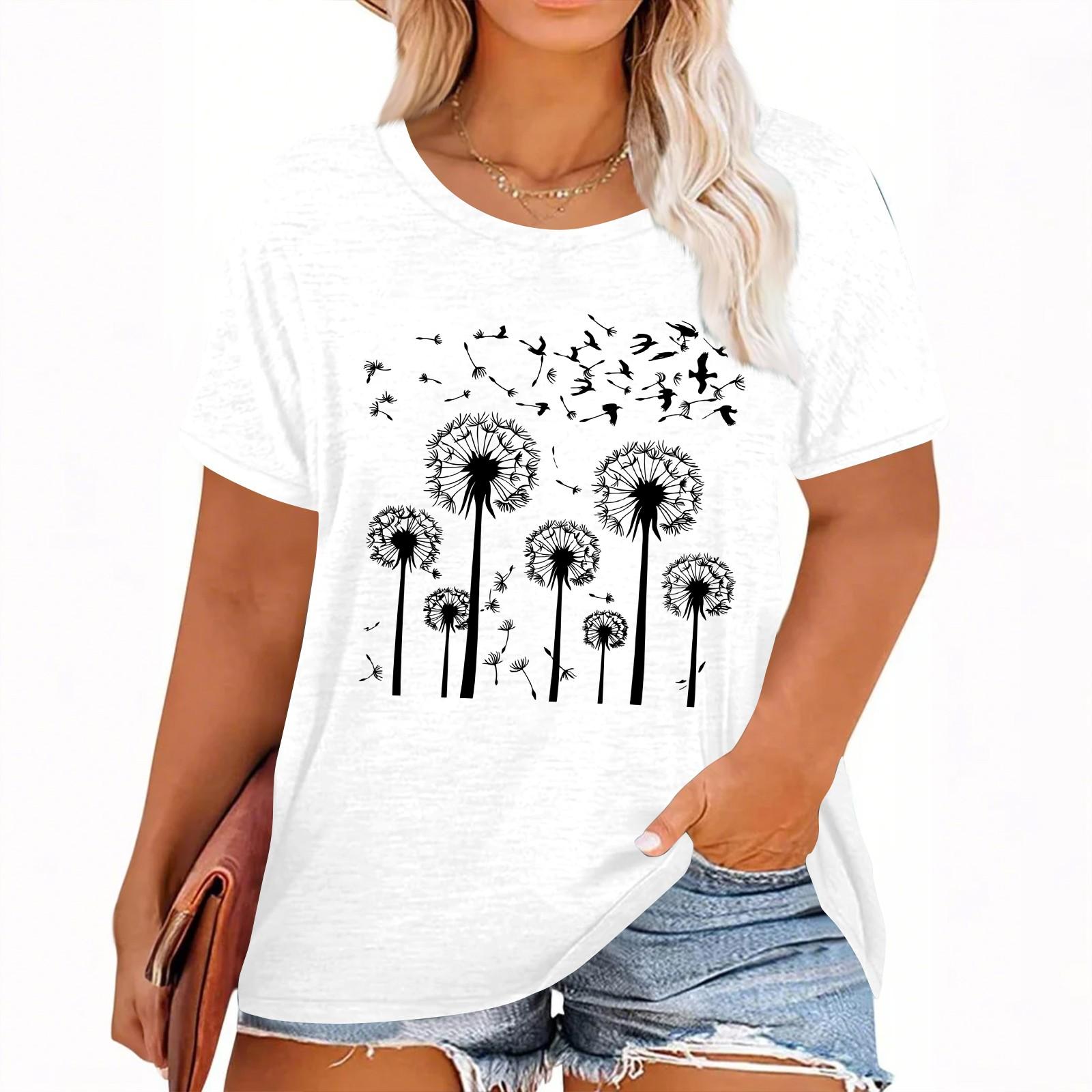 

Женская футболка с коротким рукавом и гавайским цветочным принтом XL белый