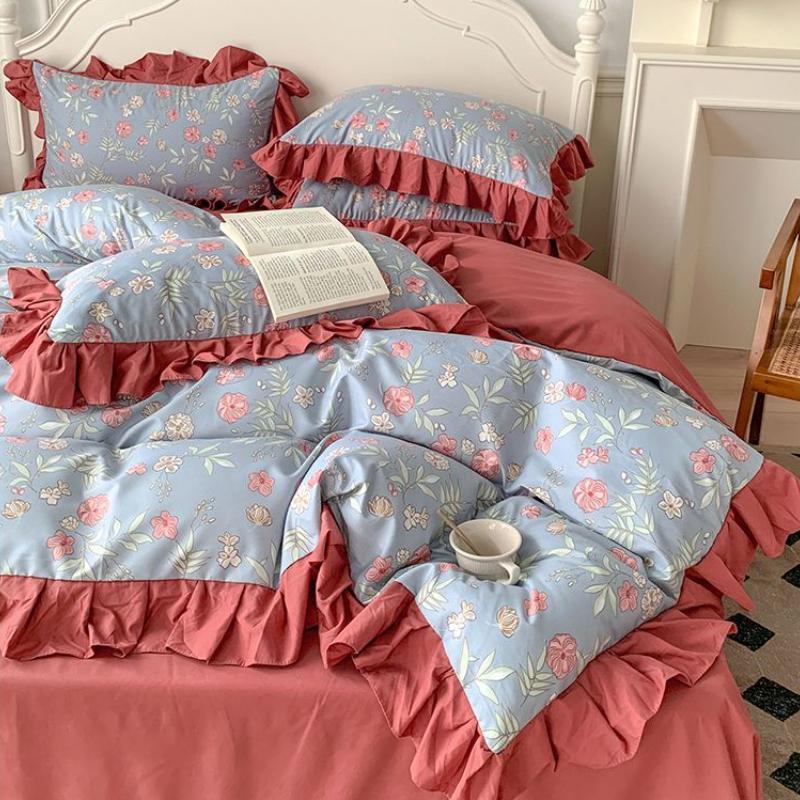 Four Seasons Universal Princess Style Four Piece Set Thickened Girl Heart Lace Bed Sheet Quilt Set Double Bedding