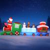 8.85FT Inflatable Christmas Toy Train Decoration Santa Claus Friends Xmas Yard Christmas LED Supplies Home Ornament Festive Gift