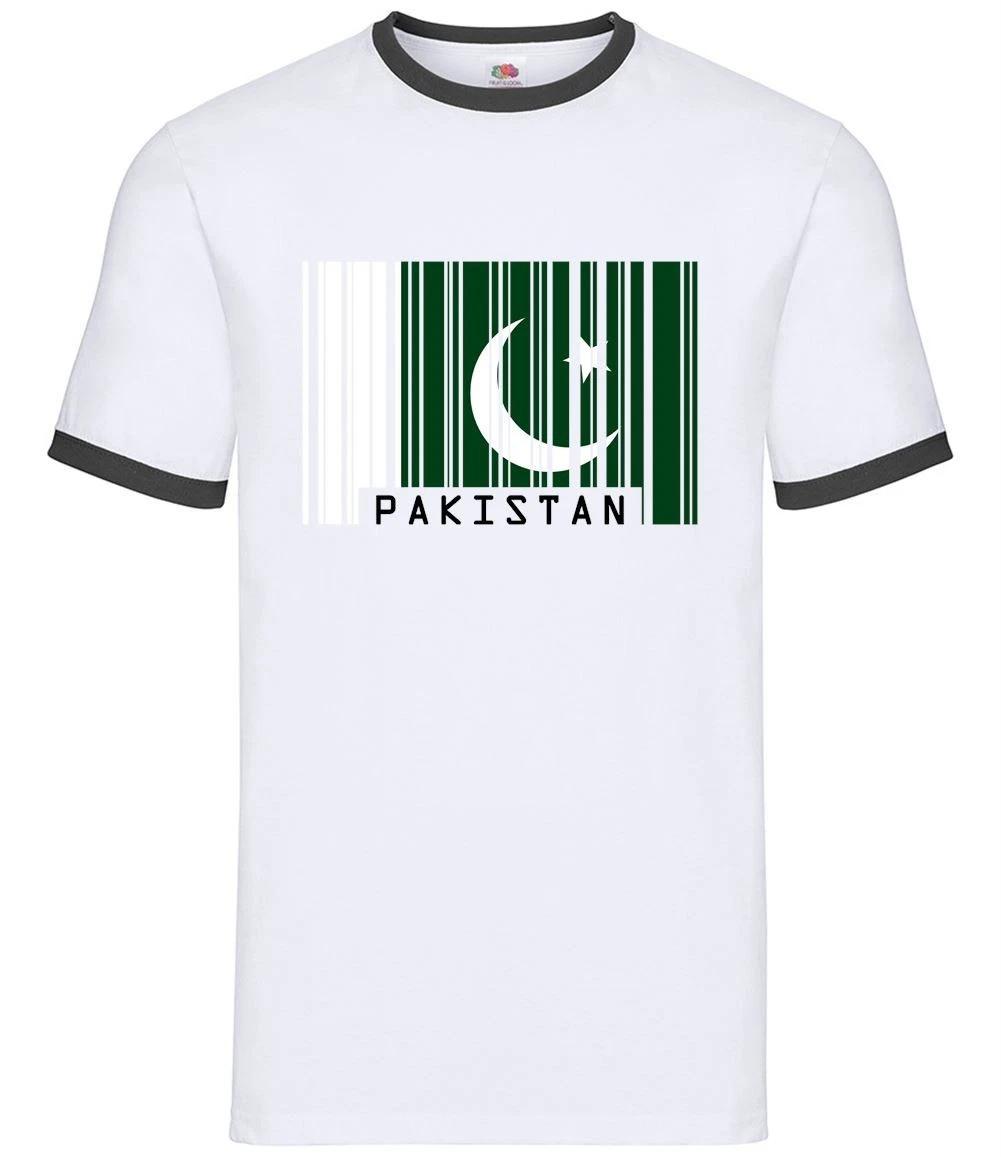 Pakistan Barcode Style Flag - Mens Ringer - Pakistani Country Travel Flags XXXXL
