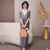 2026 Spring/Summer Style: Elegant Loose Two-Piece Set for Middle-Aged Women - Slimming Top & Pants