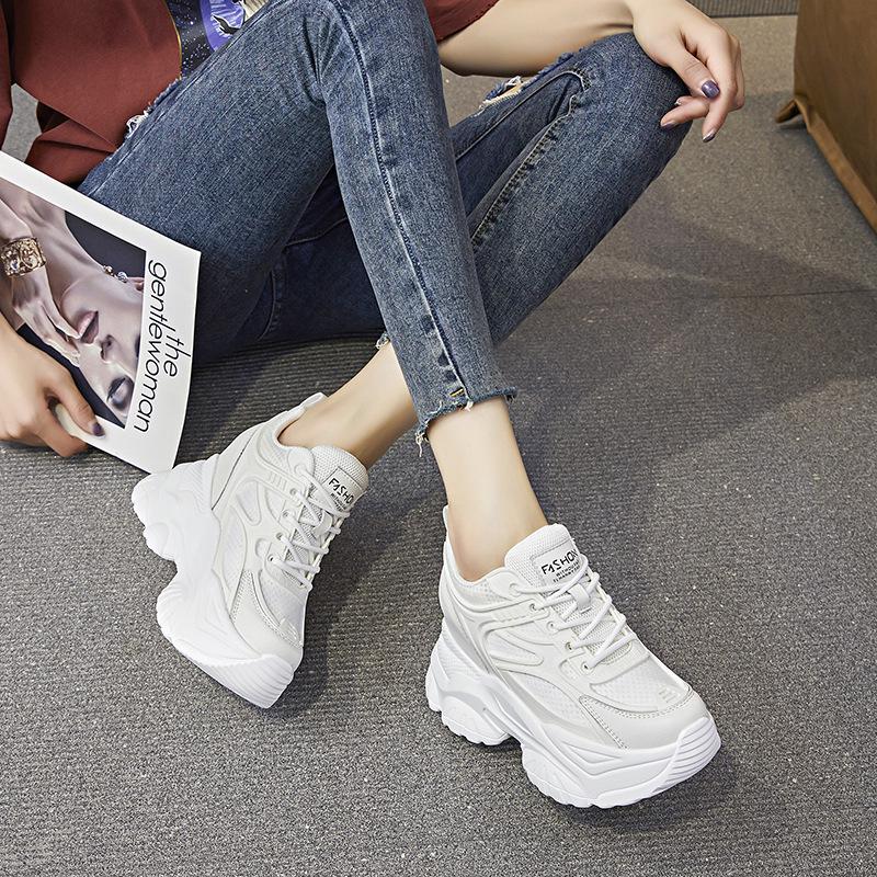 Women's Height-Increasing Dad Sneakers: 8cm Thick Sole, Breathable, Trendy, Casual Sports Shoes for Autumn (A8382)