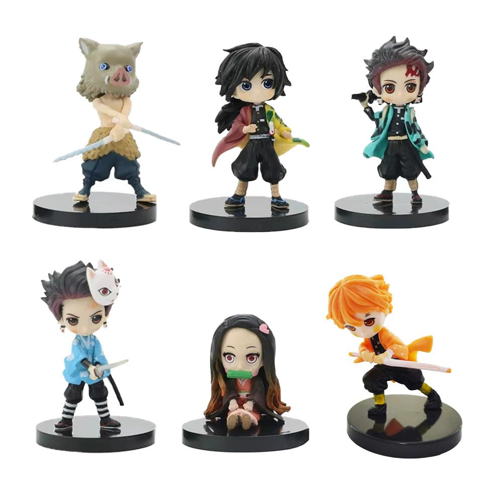 Q Posket Figur Dämonentöter Mini-Figur 6 Stück/12 Stück/Sets Kimetsu No Yaiba Kleine PVC-Puppen Schreibtischdekoration