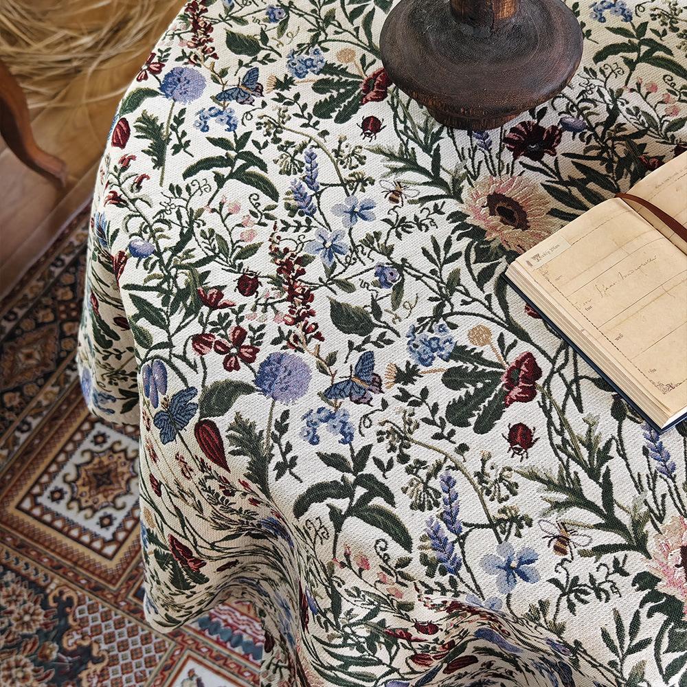 Retro Tablecloth Jacquard Premium Dining Table Cover Towel Round Table Coffee Table Rectangular Tablecloth Household Pastoral Cover