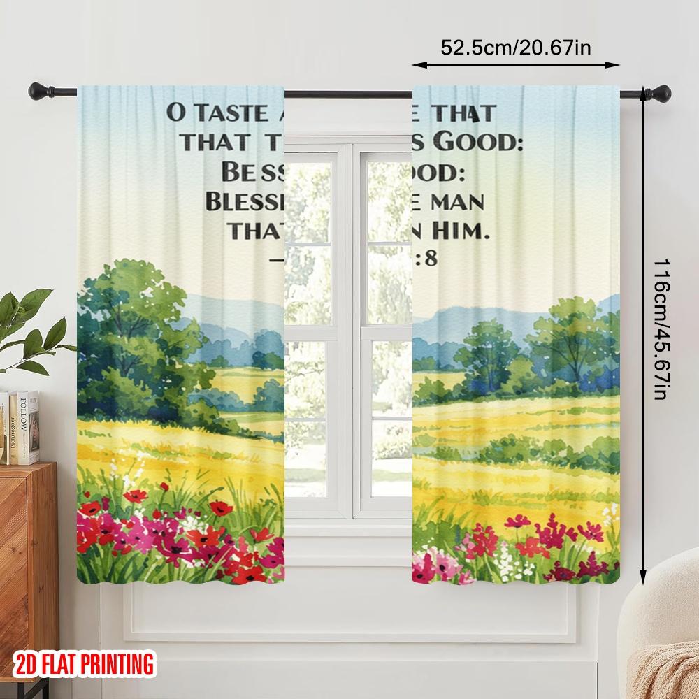 2pcs 2D Flat Printing Drapes Taste See Lord Good 100% Polyester Without Electricity All Season Party & Holiday Decor Use for