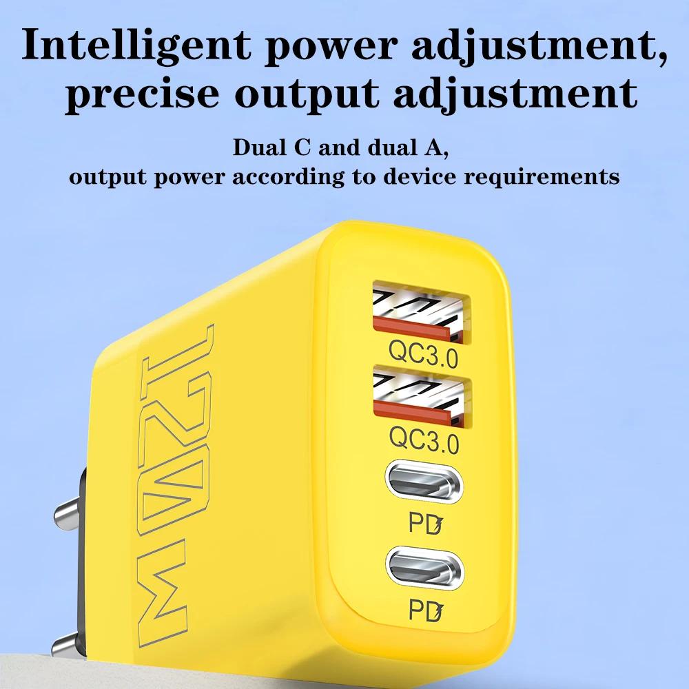 120W USB C Charger 4 Ports PD QC3.0 Fast Charging Wall Adapter for Samsung iPhone Xiaomi Redmi Quick Charge Phone Charger