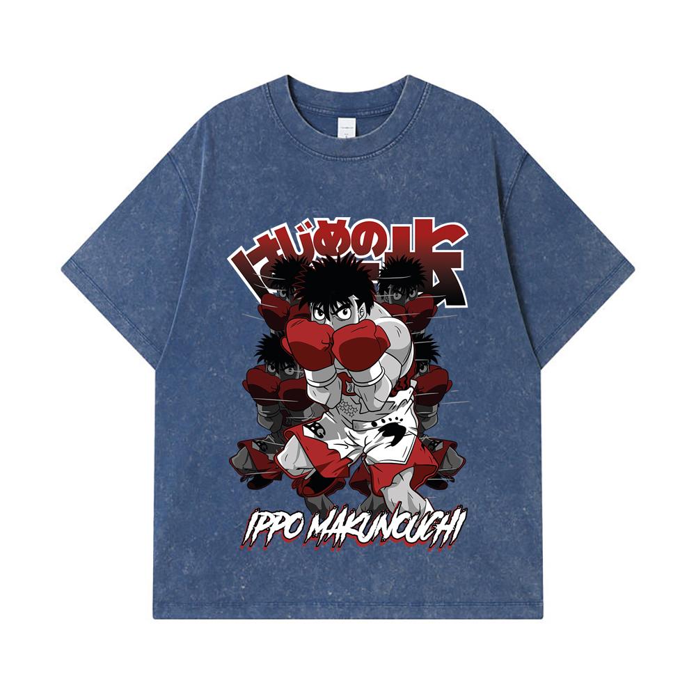 275 GSM Washed T-shirts 100% Cotton Hajime no Ippo V11 Ippo Print Unisex Heavy Cotton T Shirt