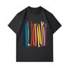 Men's 100% Cotton Crew Neck Short Sleeve T-Shirt, Trendy Colorful Abstract Striped Pattern Print Casual Breathable Lightweight Top for Daily Summer We