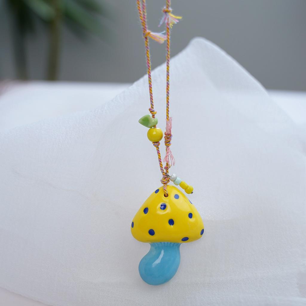 Hot-selling ceramic mushroom necklace accessories niche design necklace high sense