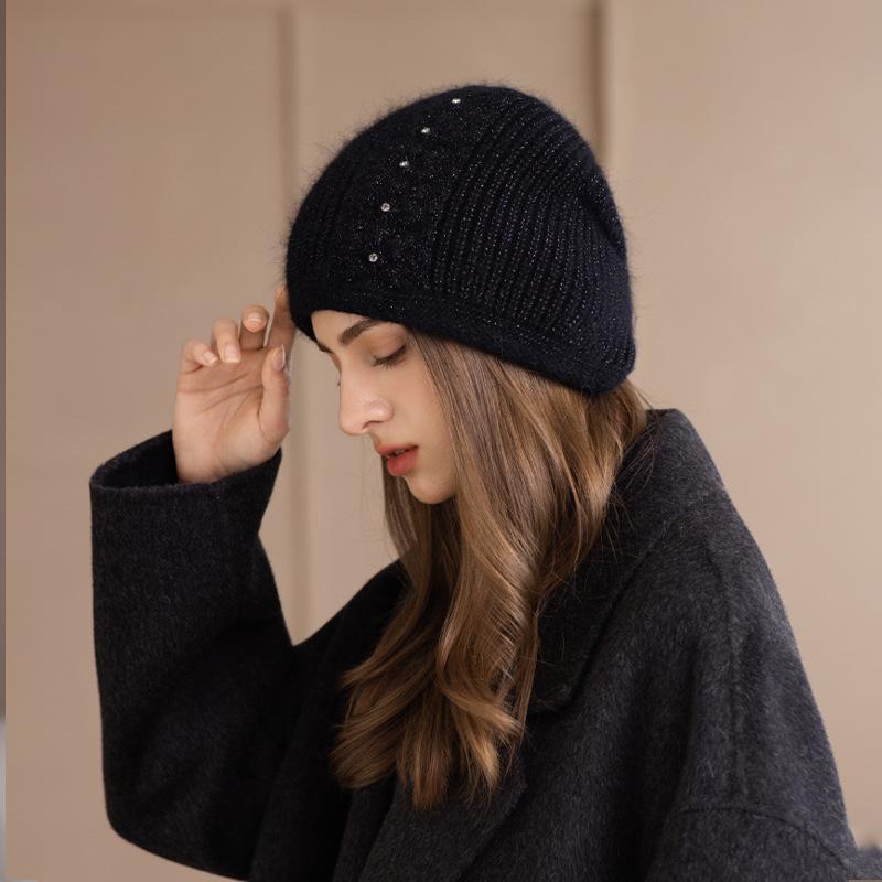 Japanese Autumn And Winter Hats Women'S Solid Color Ear Protection Warm Knitted Hats Big Head Circumference Fashionable Versatile Wool Hats