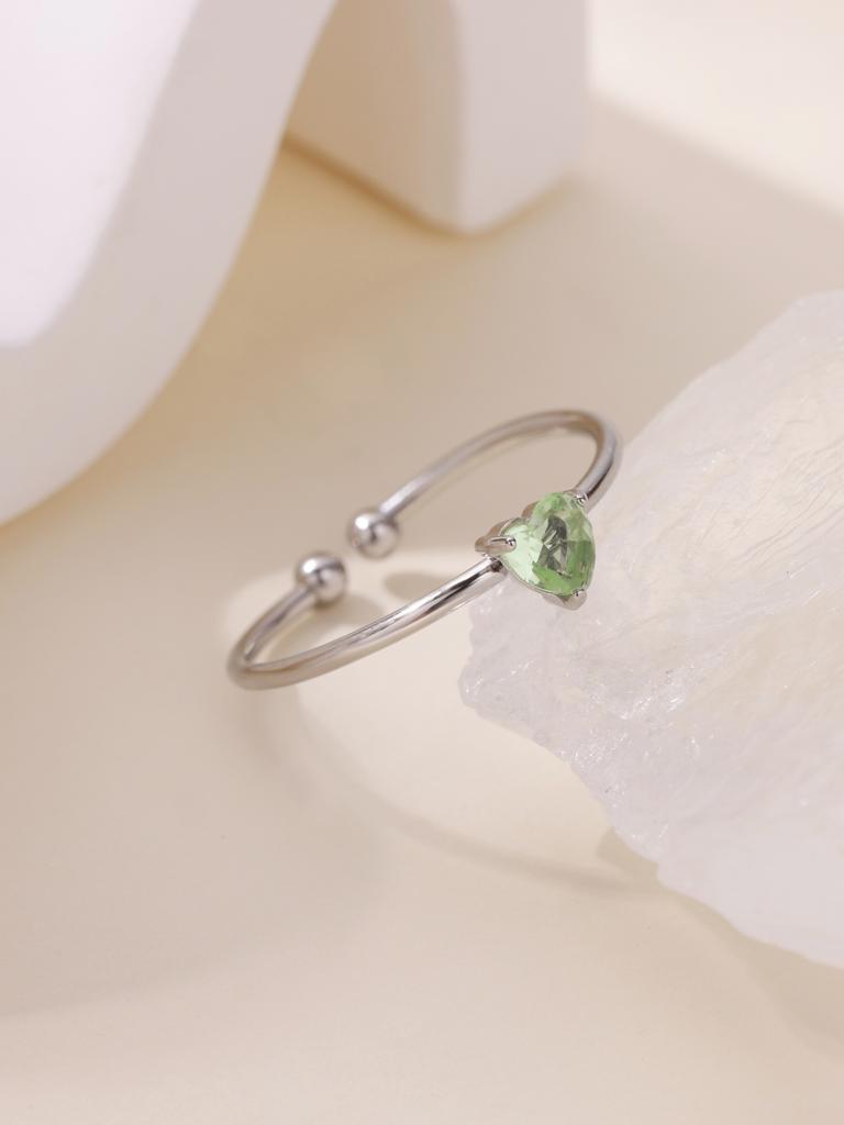 Fashion Zircon Heart Birthstone Rings For Women Stainless Steel Color Birthstone Ring Aesthetic Wedding Jewelry Gift