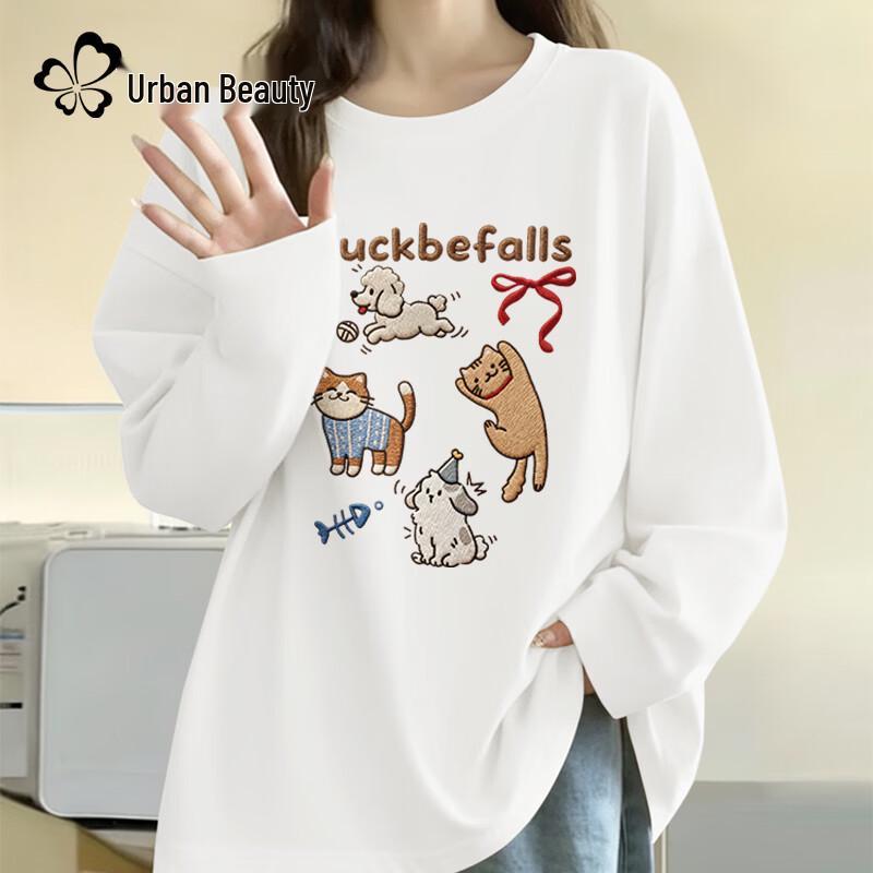 Women s Pure Cotton Long Sleeve Graphic T-Shirt L