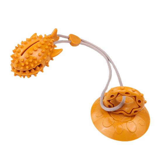 

Dog Suction Cup Teething Toy with Treat Dispenser TPR Chew Ball for Small Medium Dog Promotes Dental Health And Exercise Intelligent Food жовтий