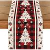 Christmas Table Runner 13x72 Inch Xmas Tree Buffalo Plaid Snowflakes Winter Home Kitchen Table Party Decoration -A 13x72 Inch
