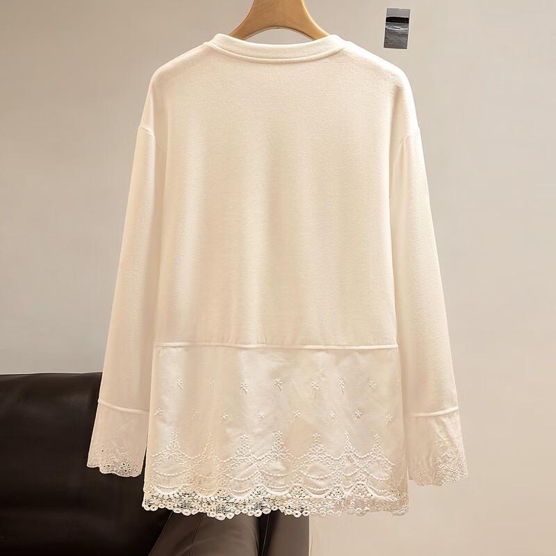 Women's Lace Patchwork Long-Sleeve Pullover Top