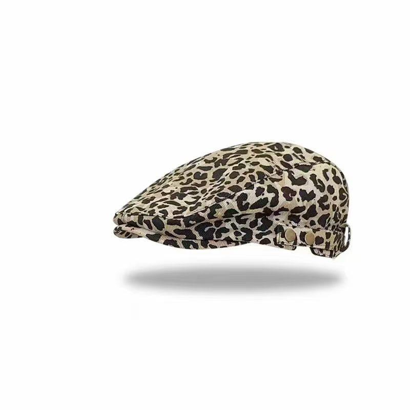 Women's Leopard Print Newsboy Cap Classic Adjustable Gatsby Cabbie Ivy Flat Hat Fashion Casual Beret Hat