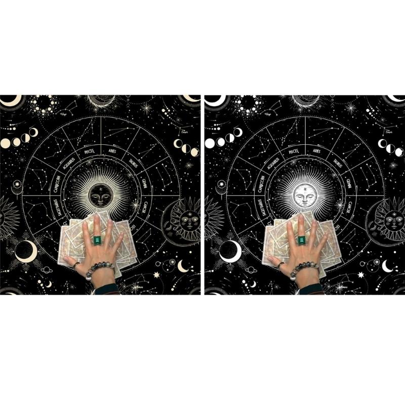 Tarot Card Tablecloth Altars Cloth Astrology Divinations Non-Slip Mat 12 Constellations Tablecloth Tapestry Home Decors