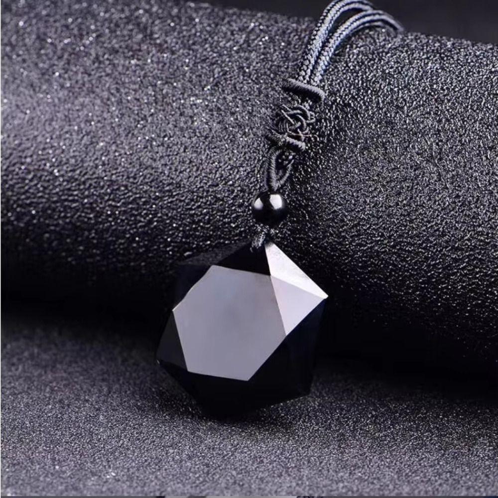 Lucky Love Obsidian Necklace Amulet Pendants Stone Necklace Hexagram Pendant  Jewelry Gift