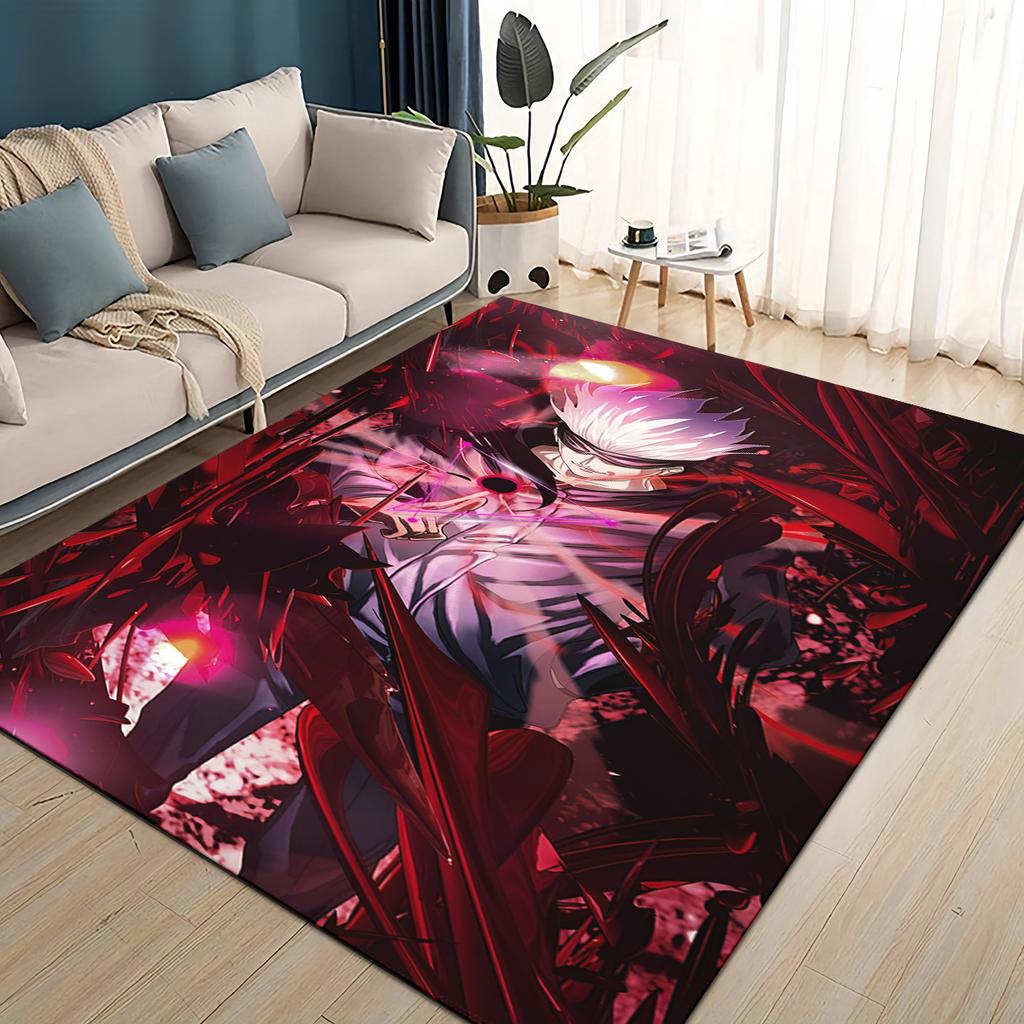 3D Cartoon Jujutsu Kaisen Anime Itadori Yuj Teppich für Wohnzimmer Schlafzimmer Zuhause Sofa Dekoration, Kinder Spiel Rutschfeste Bodenmatte