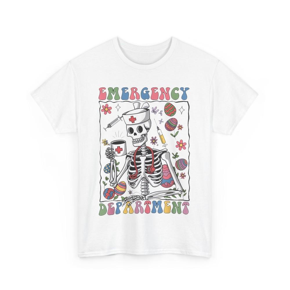 

Emergency Department Skeleton Nurse T-shirt, Nursing Lovers Funny Shirt L