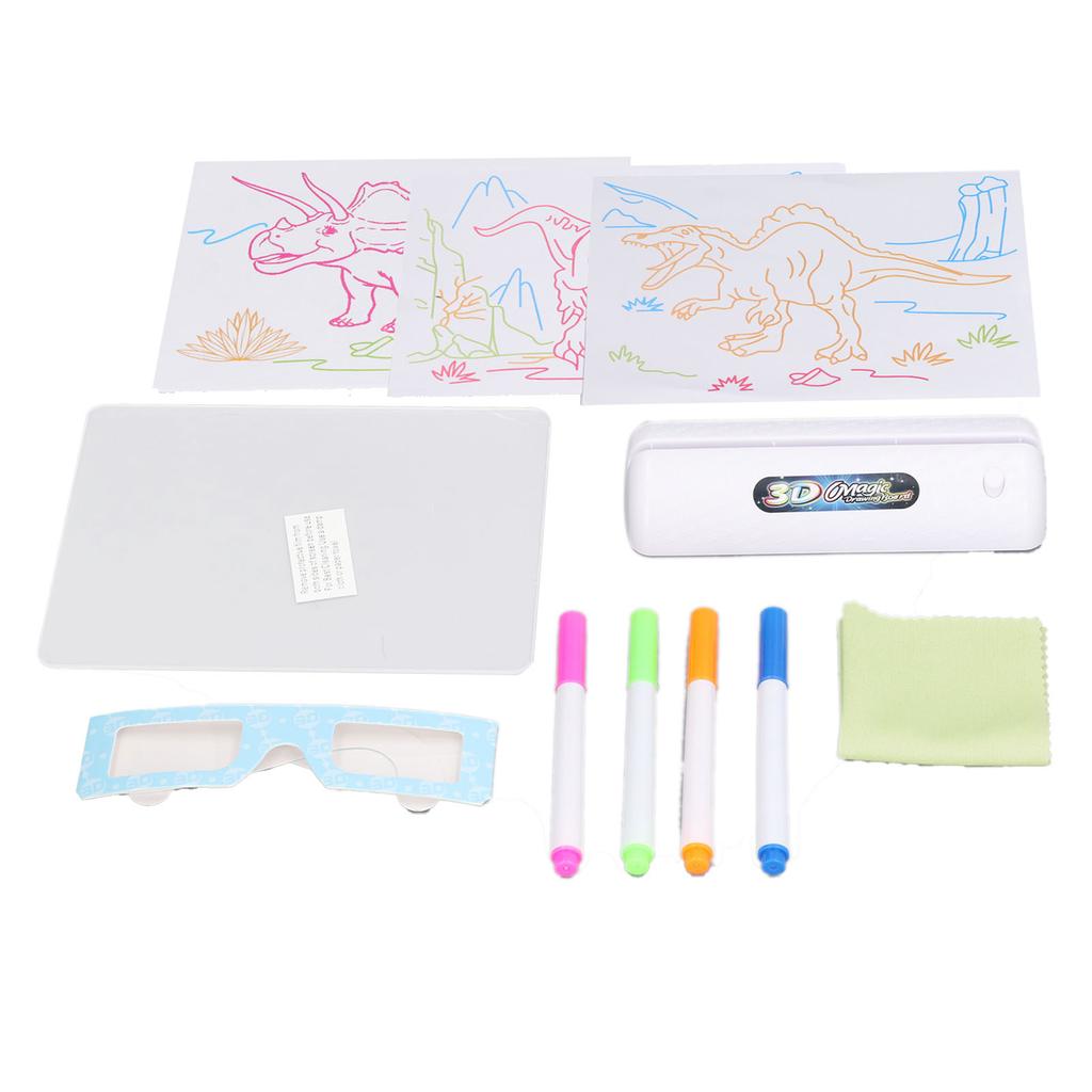 3D Magic Drawing Pad Fun Lightweight Reusable Educational Practical Fluorescent Luminous Writing Board for Children
