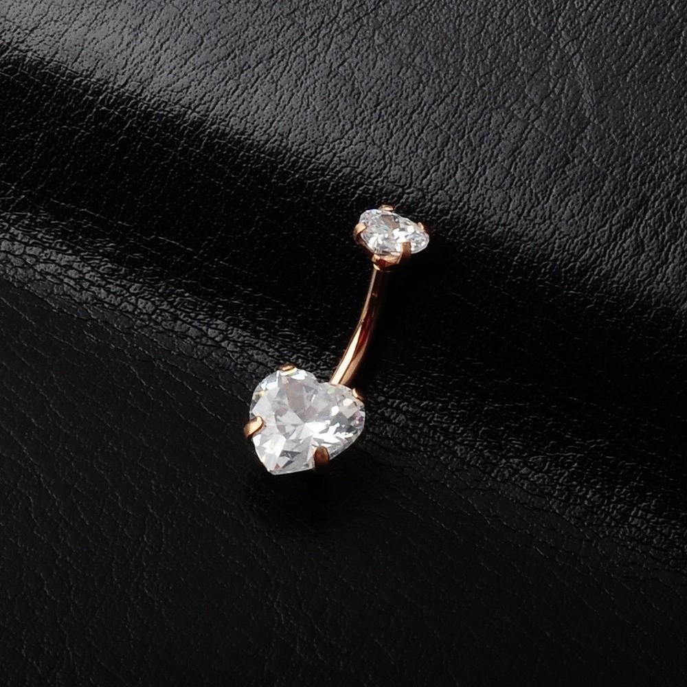 Crystal Heart Navel Button Piercing Stainless Steel Belly Piercing Gift Body Jewelry  Summer
