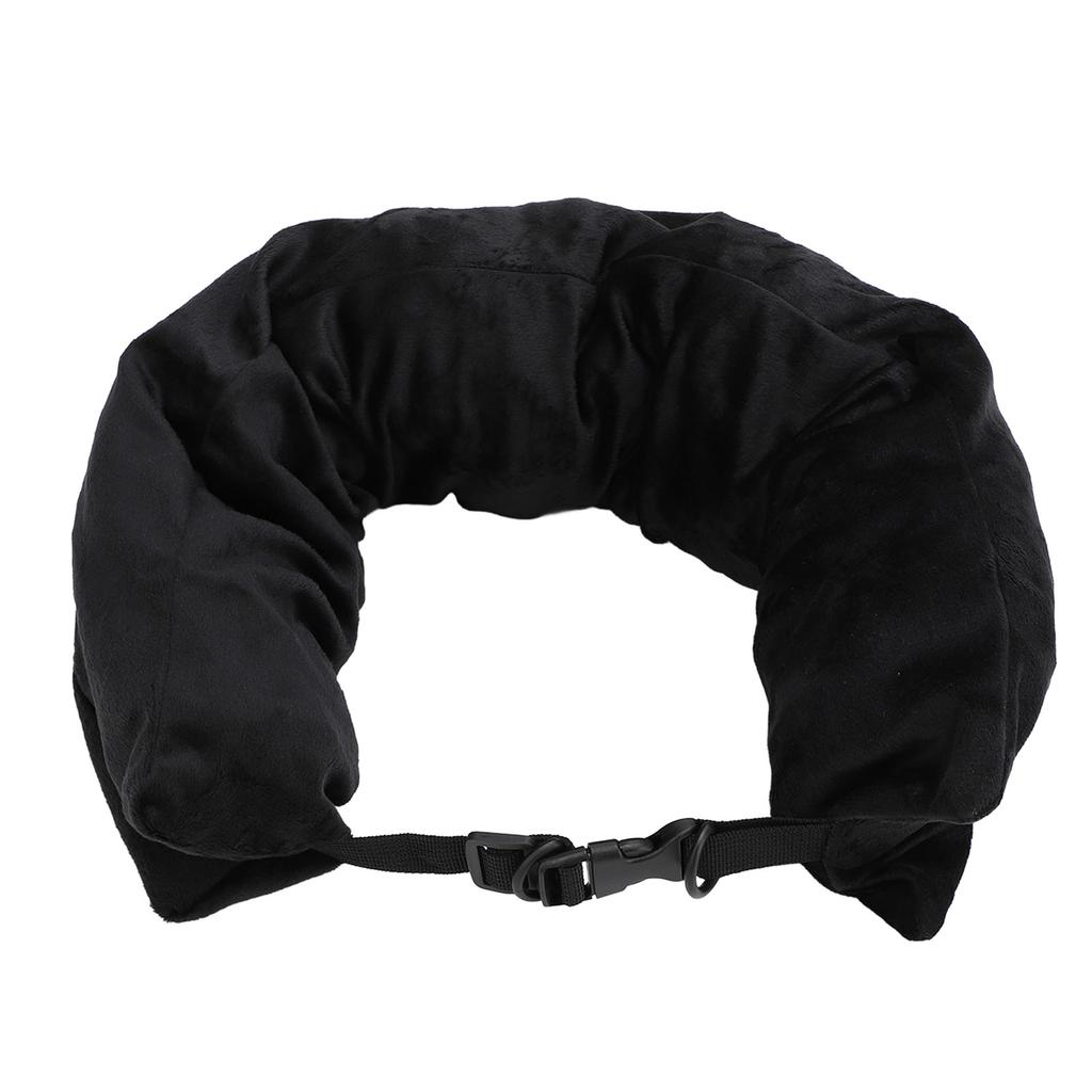 Cestovní krční polštář plnitelný s nastavitelným popruhem U tvar Měkký Sbalitelný Plnitelný Cestovní polštář Úložný vak Černý