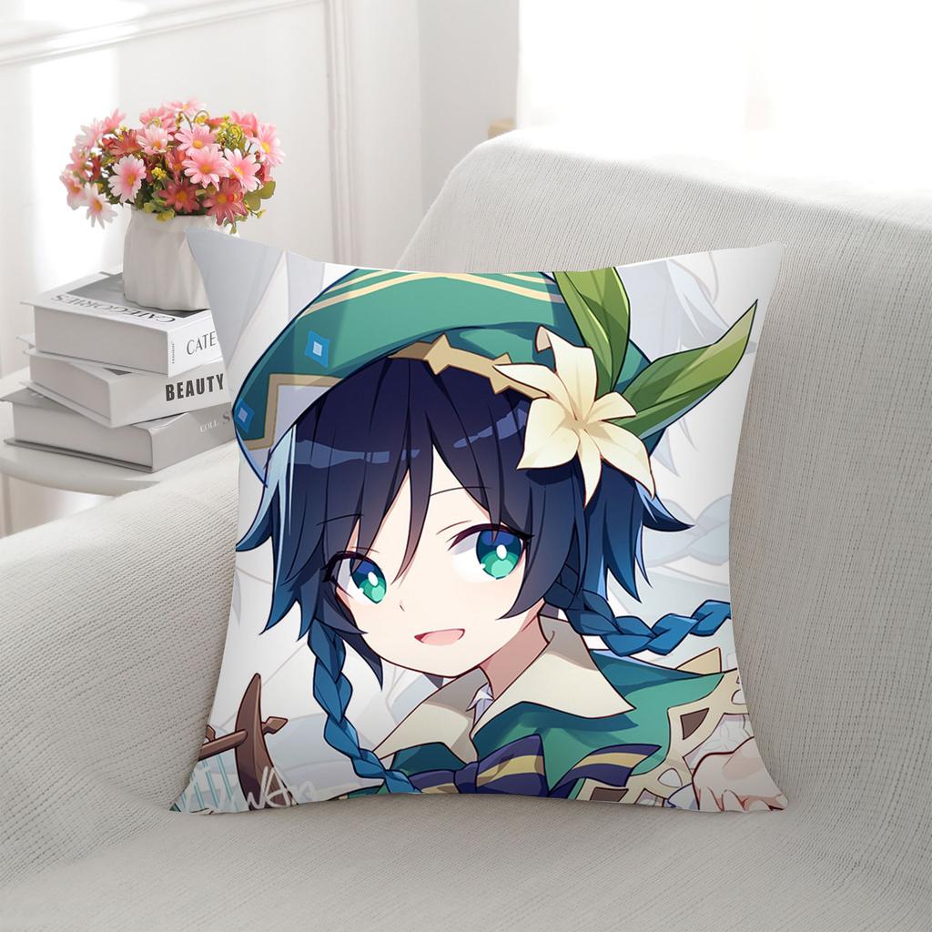 Simple Genshin Impact Printed Plush Pillow Home Cartoon Animation Two-dimensional Backrest Sofa Bedroom Home