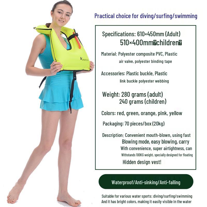 Gilet di sicurezza gonfiabile per snorkeling e nuoto