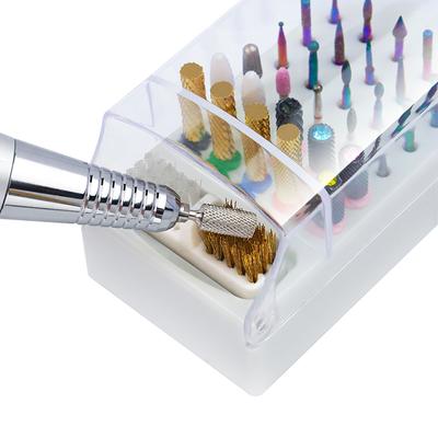 30-Hole Nail Art Grinding Head Storage Box Drill Bit Storage Finishing Box Manicure Tools