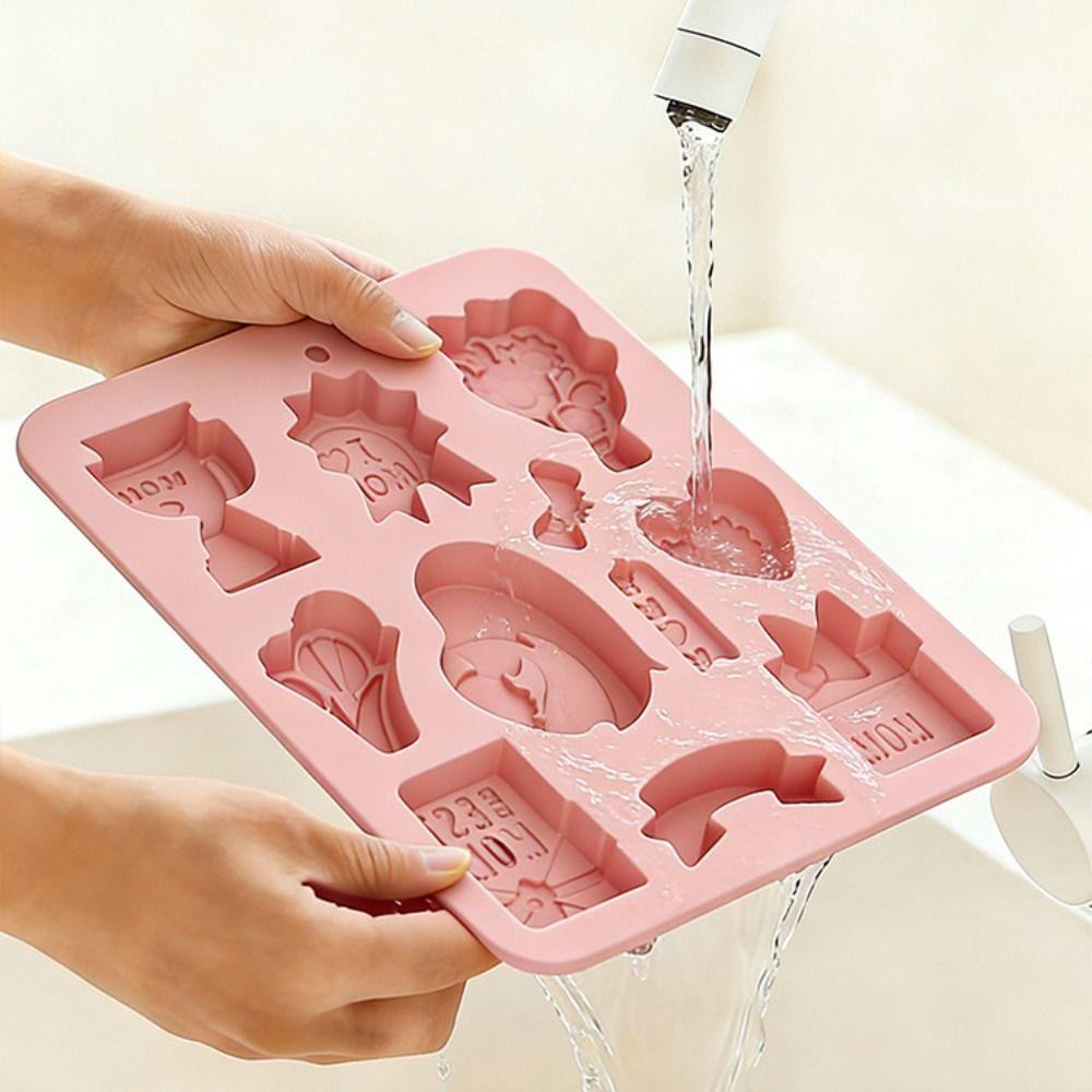 12 Cavity Mother's Day Theme Baking Mold Non-stick Reusable Chocolate Mould Non-toxic Easy To Demold Silicone Candy Mold