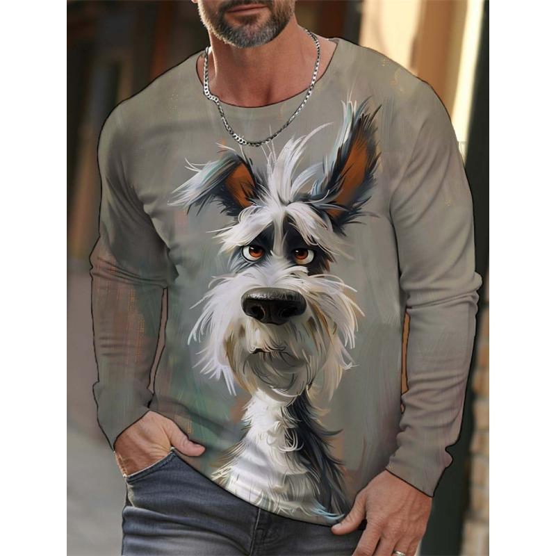 Fashion Animal Tiger Wolf Pattern 3D Printed Men's T-shirt Autumn New Men's Long Sleeves T-Shirt Casual Oversized Pullover  Tops