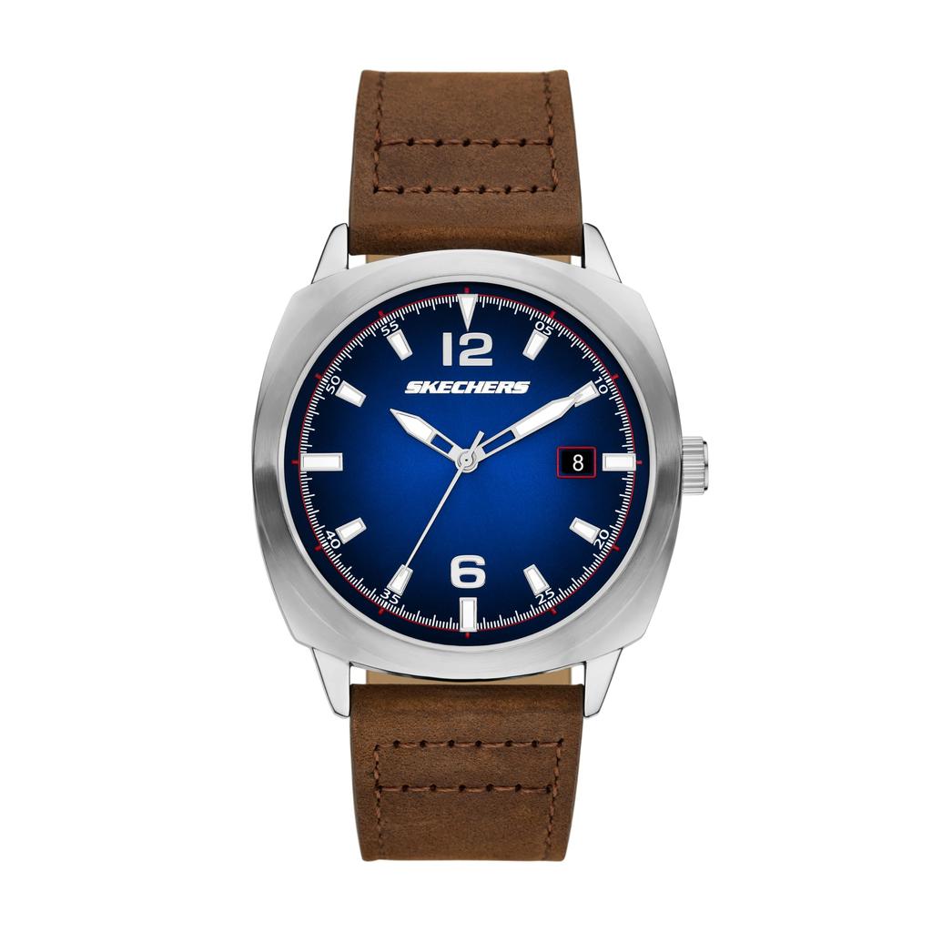 Skechers Hewes Date Brown Leather SR5273 Men's Three-Hand Watch,