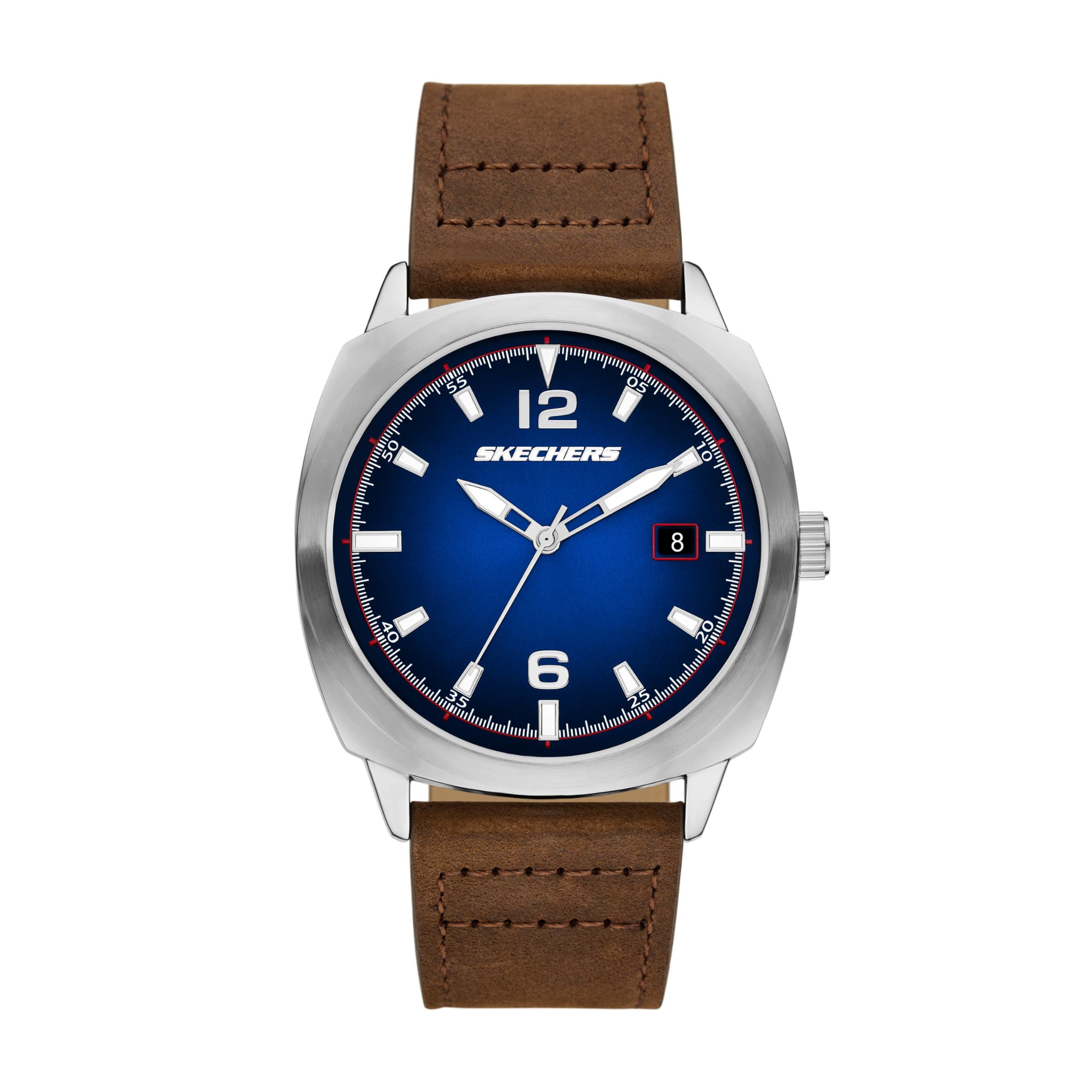 

Skechers Hewes Date Brown Leather SR5273 Men s Three-Hand Watch,