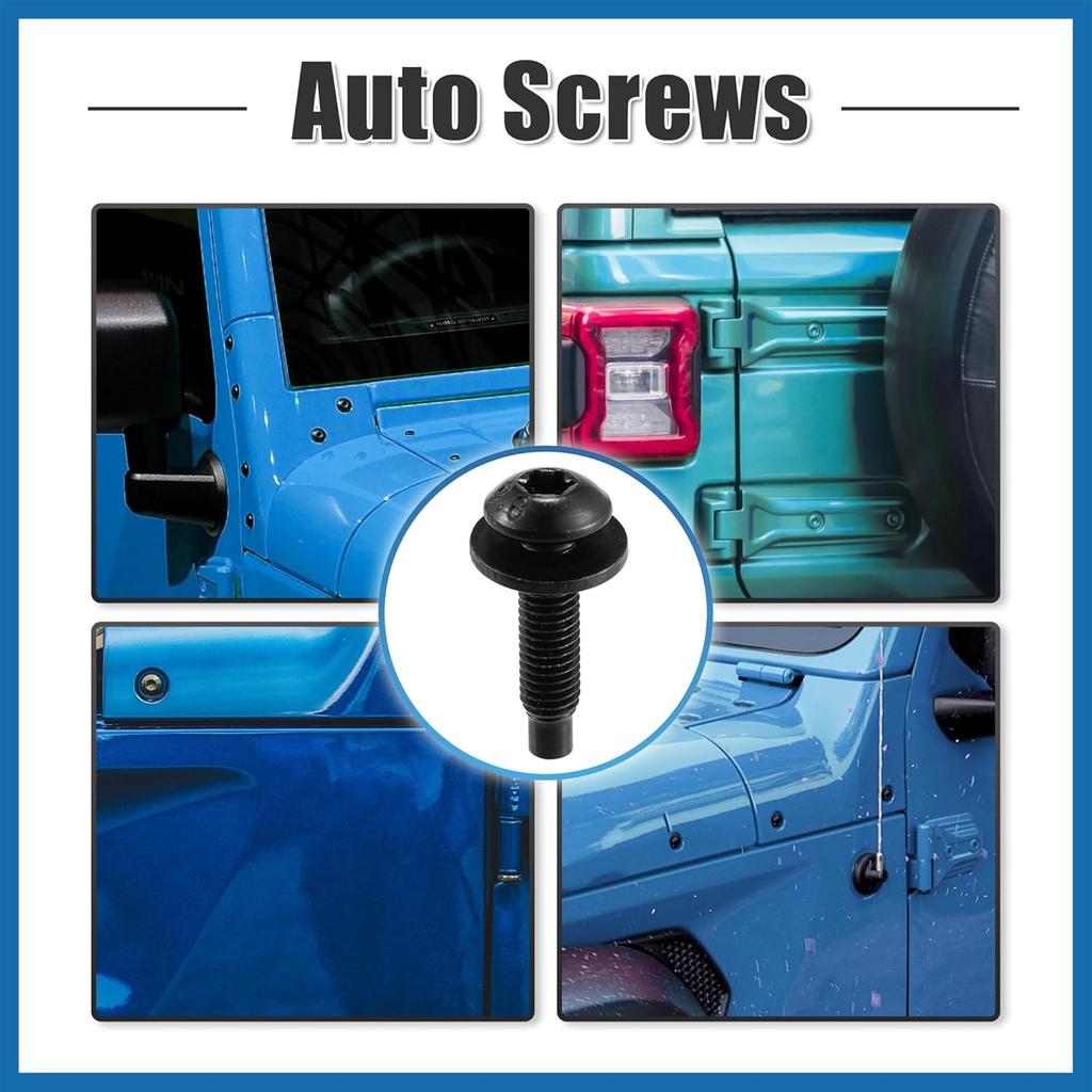 8pcs Hard Top Torx Screws Bolts for Jeep Wrangler JK 2007-2018 Extra Long Automotive Replacement Bolts Stainless Steel Black Item Replacement