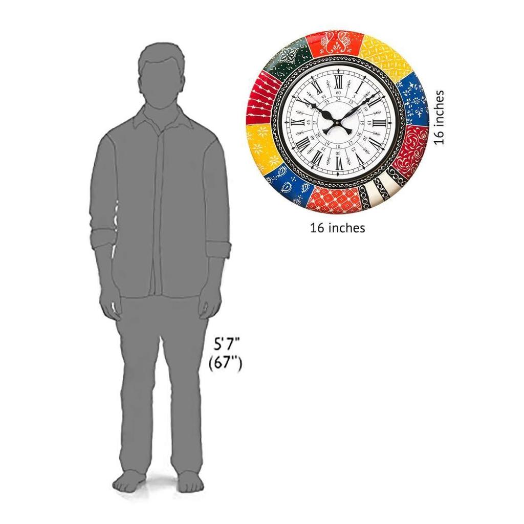 Boistrous Colors Wooden Antique Analog Wall Clock for Home and Gifting || Clock Size[16 X 16 Inches]