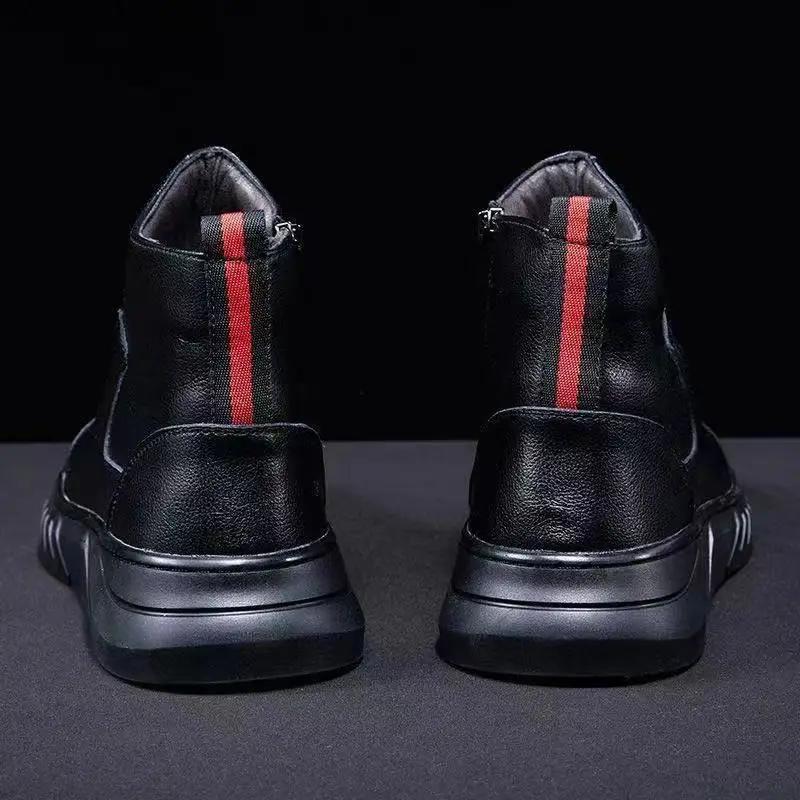 Zapatos casuales sencillos para hombre, botas de cuero PU para hombre, botas de invierno cálidas para la nieve, zapatos de plataforma antideslizantes y resistentes. Botas Para Hombre