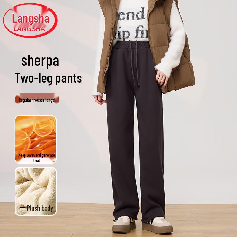 

Lonsa Women s Winter Lamb Velvet Wide-Leg Fleece-Lined Sweatpants XL (Recommended 116-125 lbs)