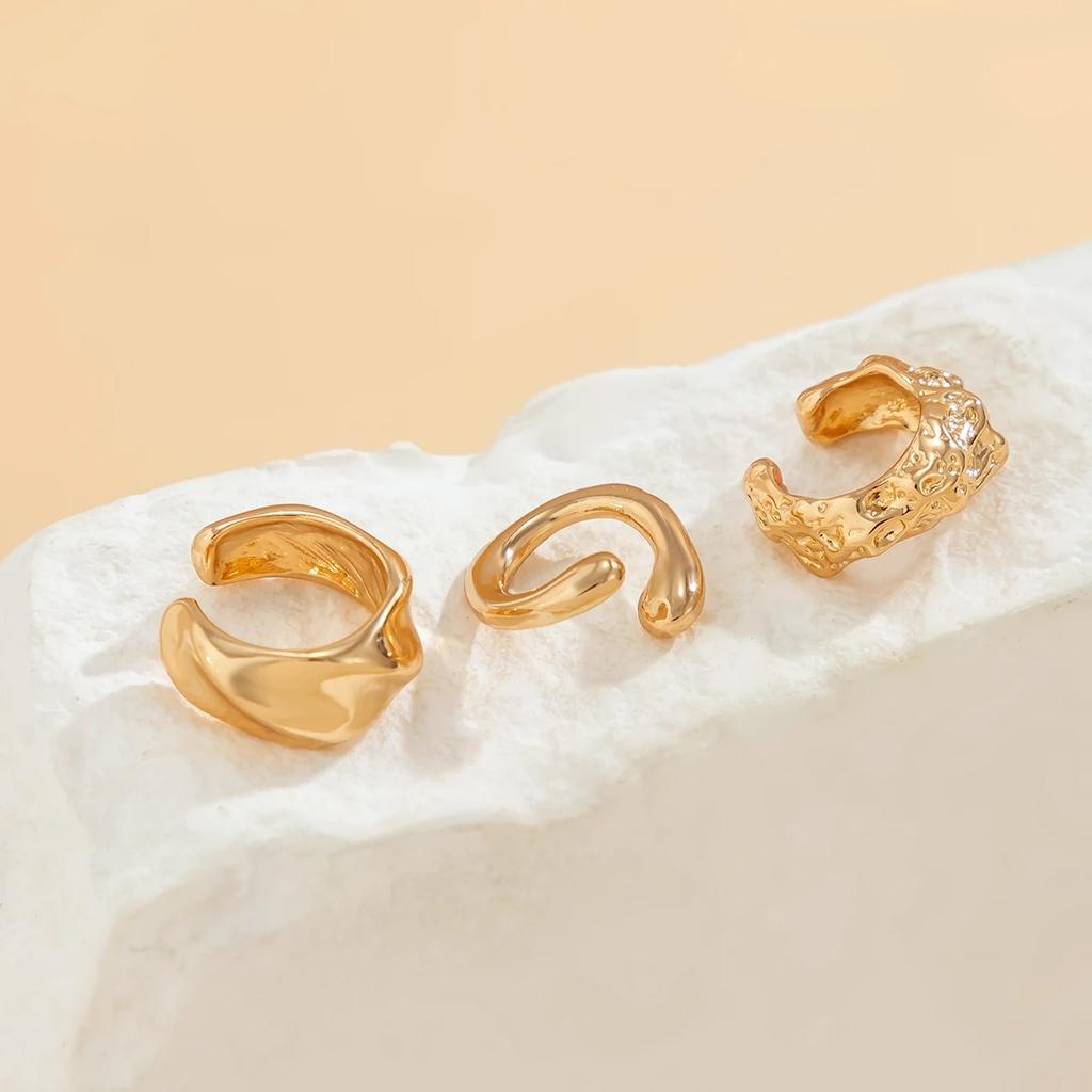 Set da 3 Pezzi Orecchini a Clip Metallici Chunky Senza Foratura Orecchini Geometrici Ear Cuff per Donne Ragazze Gioielli Y2K alla Moda