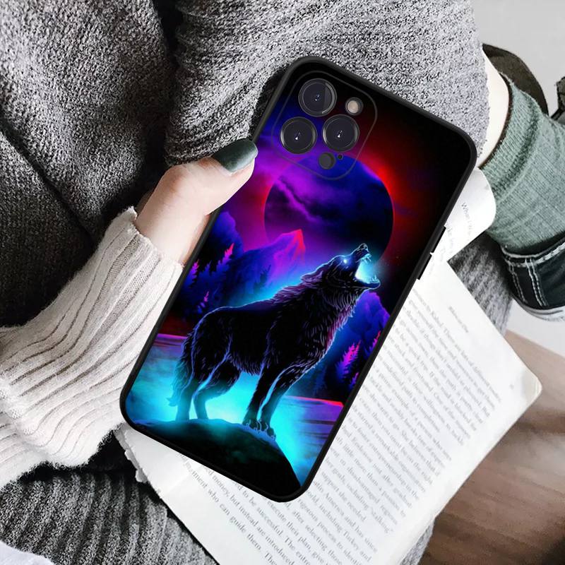 Coole schwarze Wolf-Telefonhülle für iPhone 14 11 12 13 Mini Pro Max 8 7 6 6S Plus X SE 2020 XR XS Funda Case