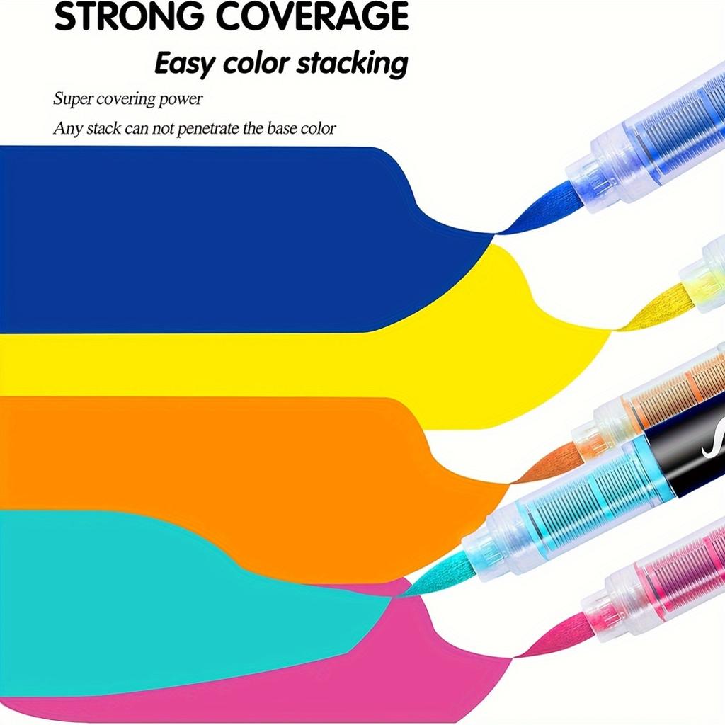 Acrylic Markers Brush Tip Paint Marker 12-72 Colors Acrylic Paint Pen for Rock Canvas Wood Ceramic Adult Coloring DIY Crafts