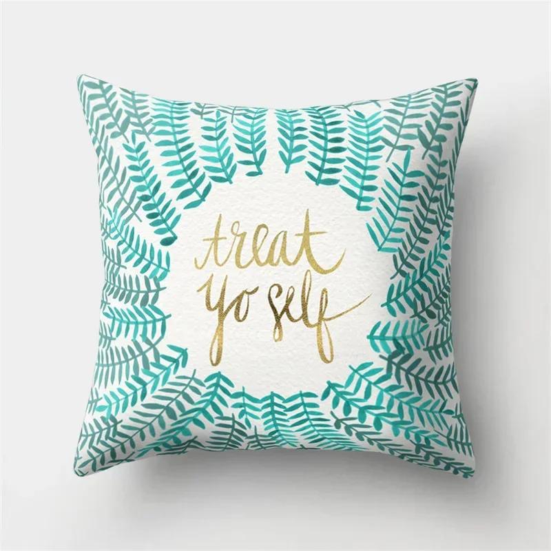 Tropical  Letter Flower Plant Polyester Pillowcase Sofa Living Room Home Decoration Car Waist Cushion Cover