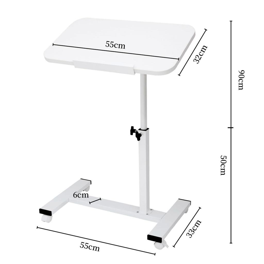 LBFXQ Side Reversible Desktop Side Table with 55cm Wide X 32cm Deep X Height Adjustable Folding Easy Lazy Desk for Working from Home Table, Casters,