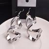 Fashion Punk Gold Silver Color Metal Spiral Earrings For Women Long Wave Dangle Drop Earings Statement Jewelry Oorbellen