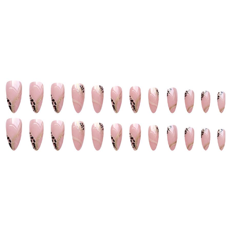 Leopard Print French Almond Nails: Hot Girl Stripes & Sweet Cool Style