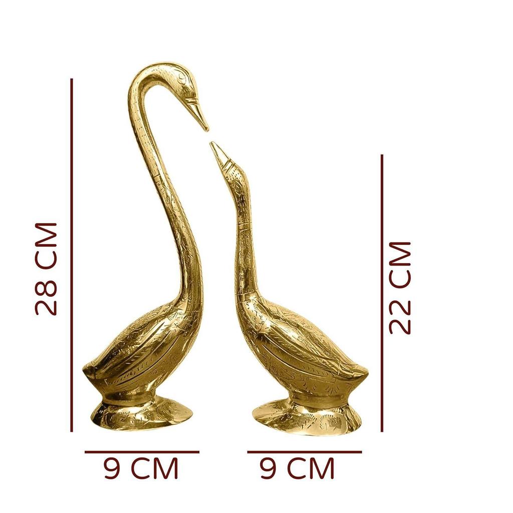 Brass Swan Pair Statue | Height-28 Cm Aprrox. | Vastu Idol for Home and Office | Zonal Placement-SW |