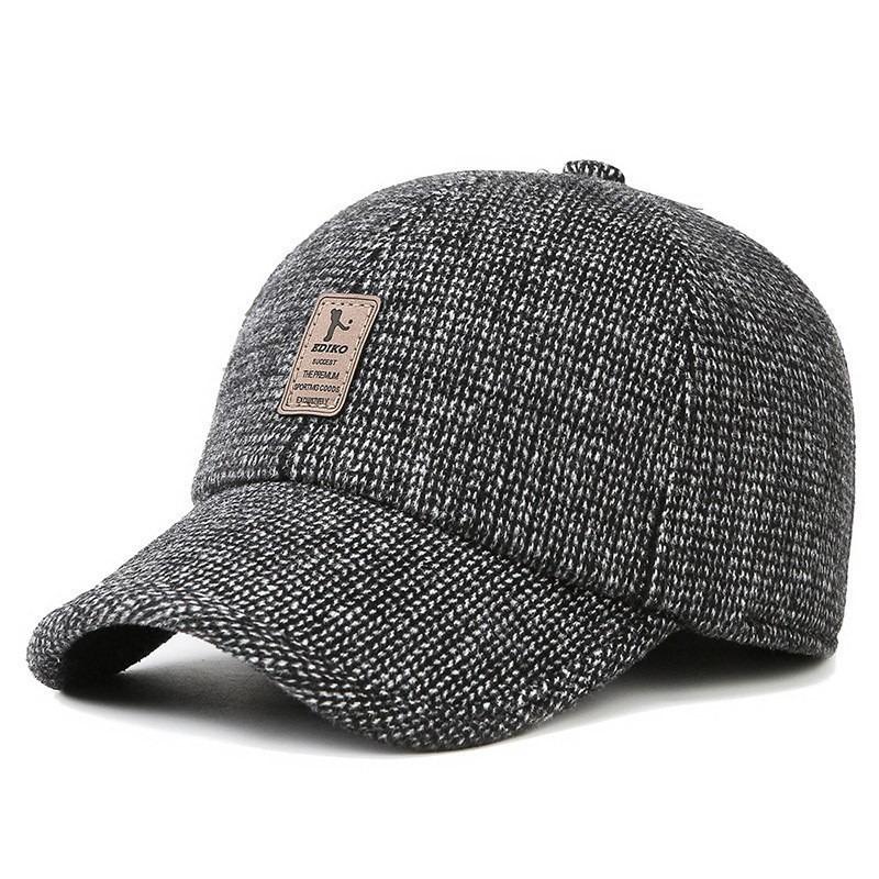 Winter Warm and Cold Ear Protection Cap Men's Outdoor Plush Woolen Baseball Cap Dad Old Man Hat